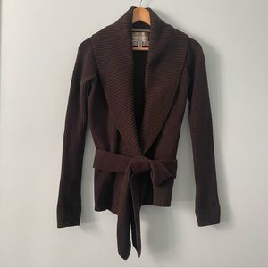 Vintage Abercrombie & Fitch Brown Alpaca Blend Open Cardigan w Waist Tie Size M